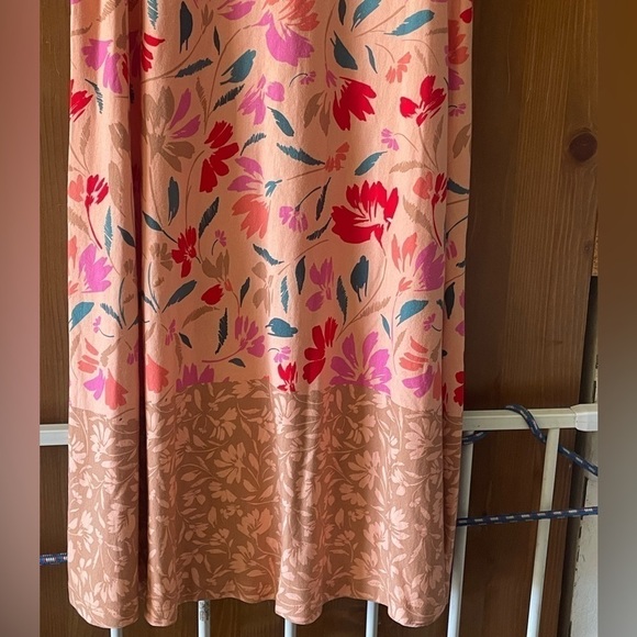 LOFT PETITE SWING DRESS SIZE XSP PEACH PINK FLORAL SLEEVELESS - Picture 4 of 10